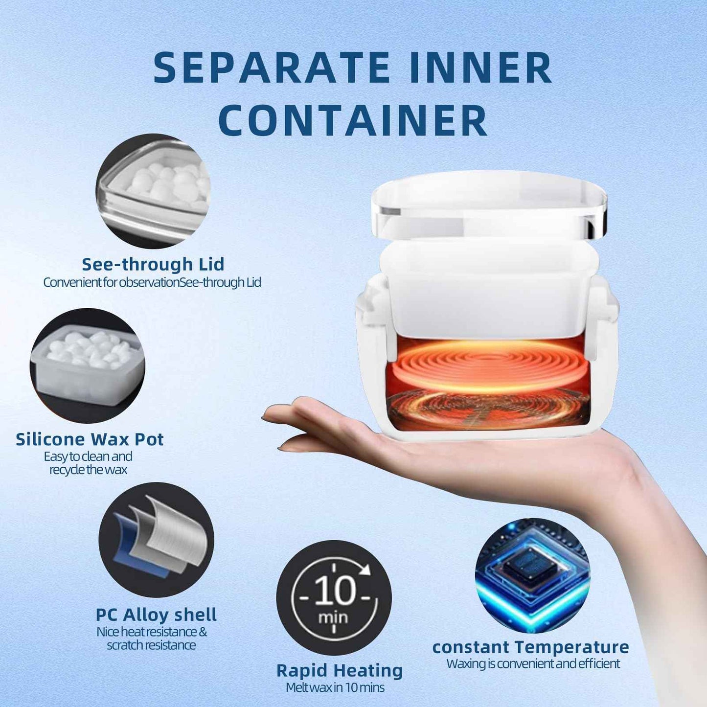 Nose Wax Kit Men Nose Hair Wax Kit with 50g Wax & 15 beard & 20 Wooden Stick & 30 Applicators USB Hair Waxing Kits Rapid Heating Constant Temperature Painless Easy