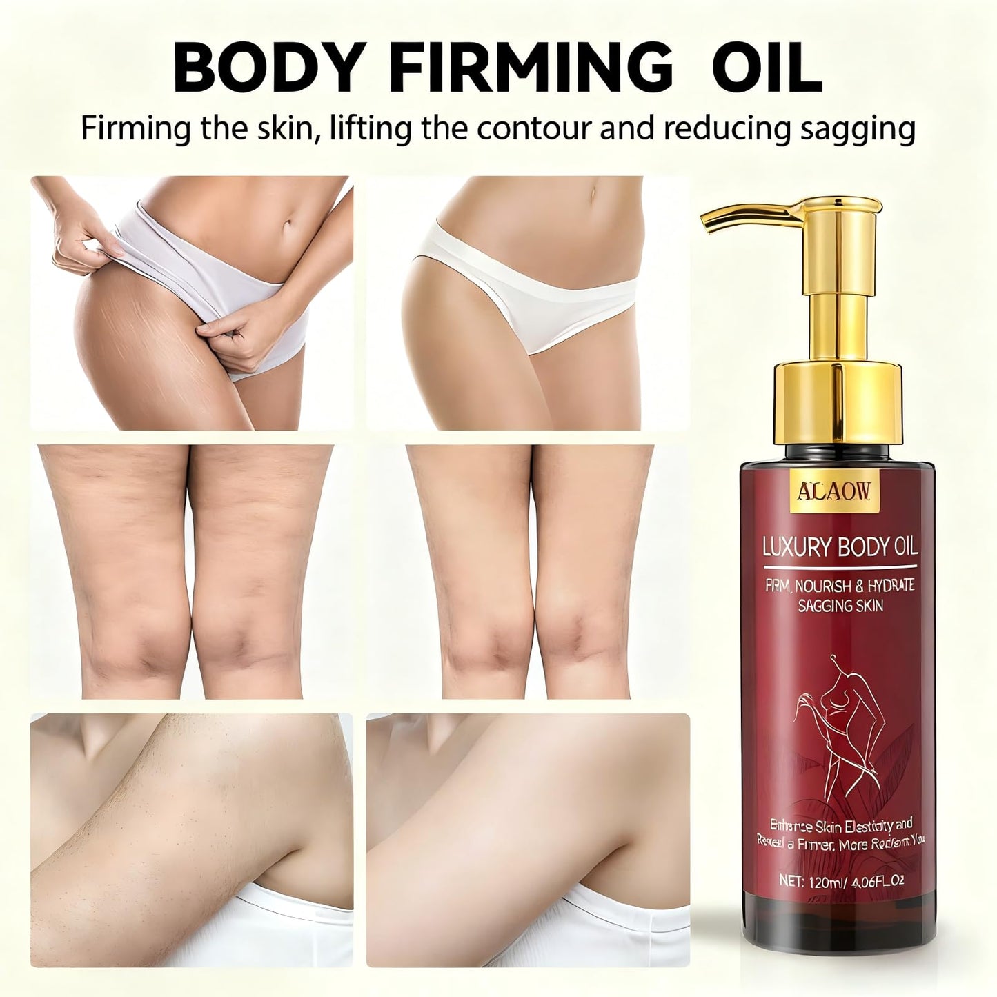 ALAOW Advanced Firming Body Oil, Powerful Skin Tightening Formula, Fast Improves Loose Skin, Deeply Moisturizing Body Care Oil (FN)