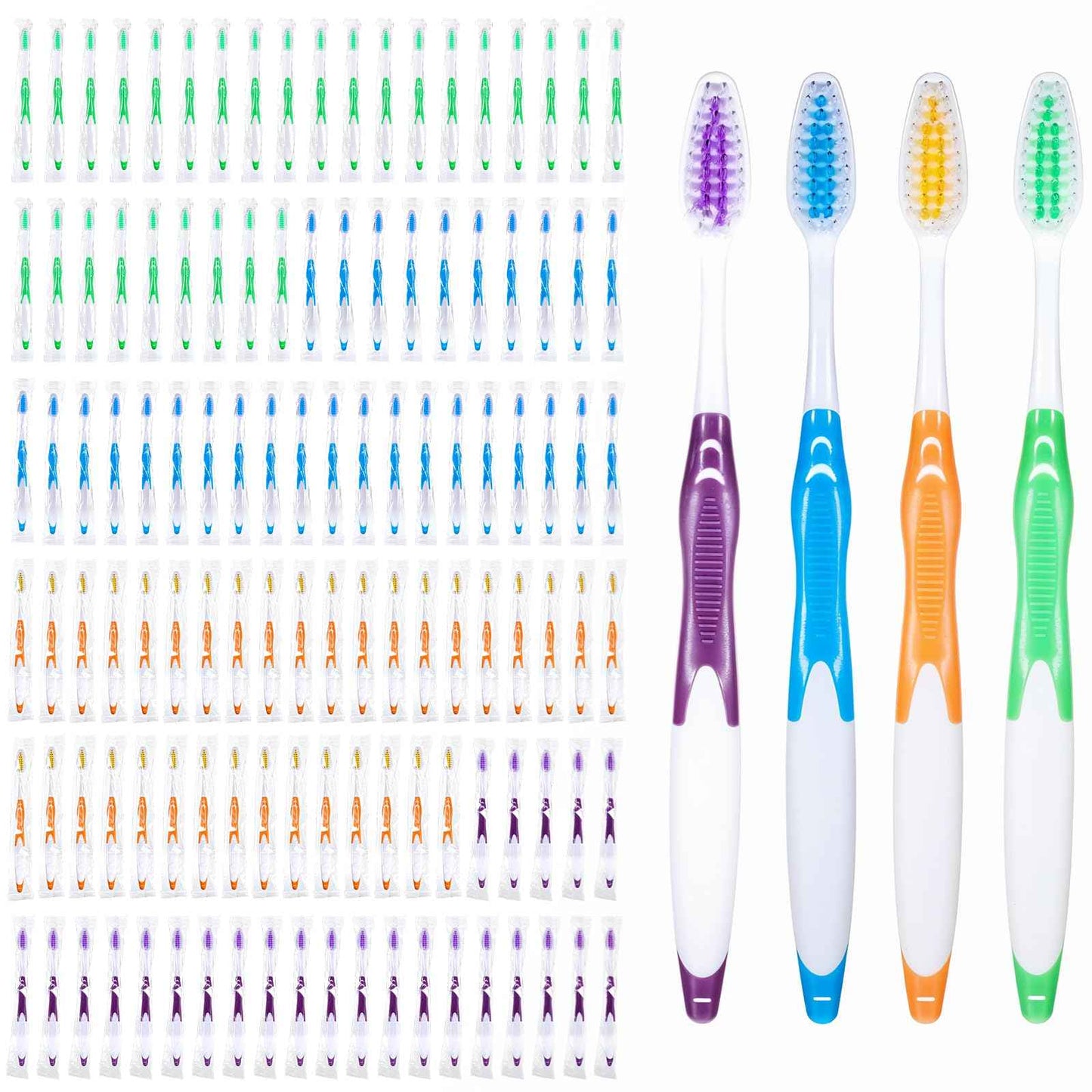 HekouJiub 120 Pack Individually Wrapped Bulk Toothbrushes Pack Disposable Toothbrushes Med-Soft Bristles Toothbrushe for Travel, Hotels, Donations