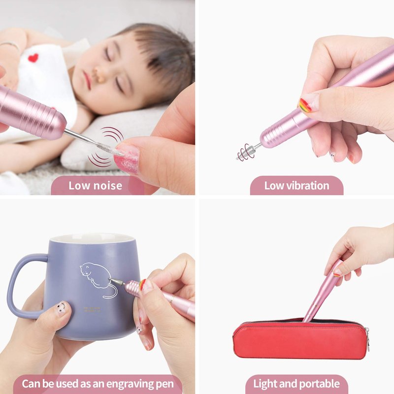 DMD Portable Electric Dip Nail Drill Kit Hinder Professional Nail Drill 20000 RPM USB Machine for Acrylic Nails Removal with One Ceramic Burr and 100 Pcs Sanding Bands