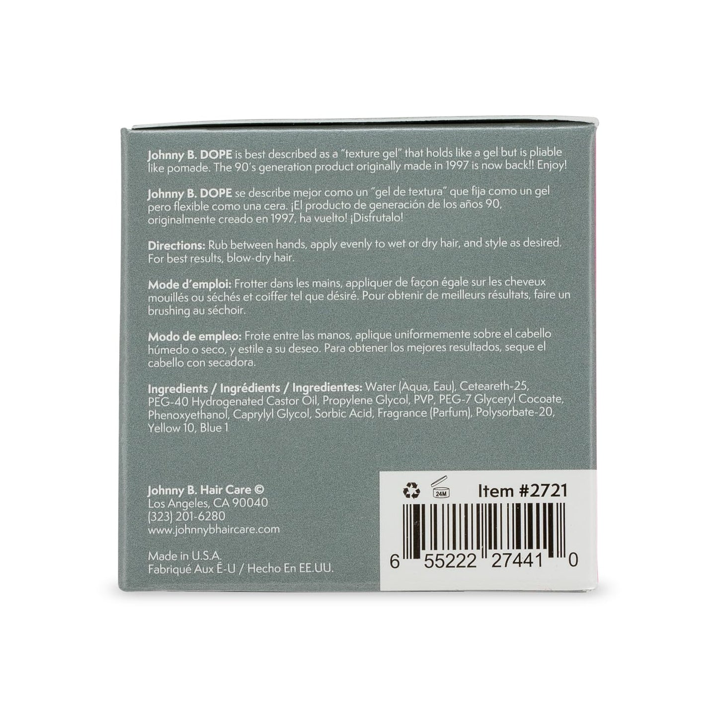 JOHNNY B. Dope Texture Gel, 3 oz.