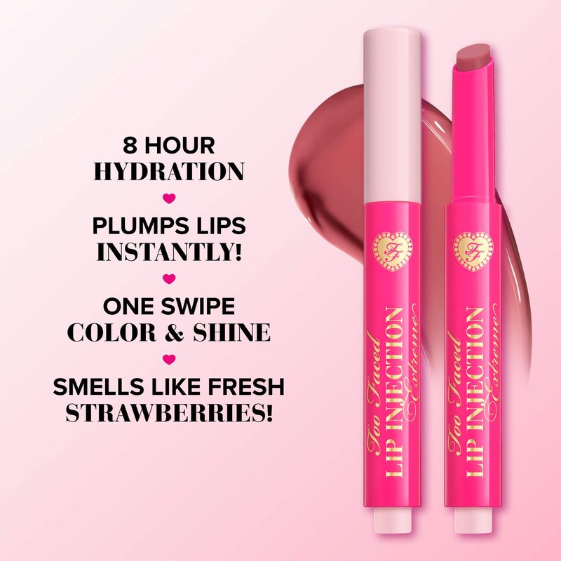 Too Faced Lip Injection Extreme Plumping Clicks | Hydrating, Sheer-To-Medium Buildable Coverage, Lip Plumper with Click Applicator, 0.05 Ounce, Kiss the Bride