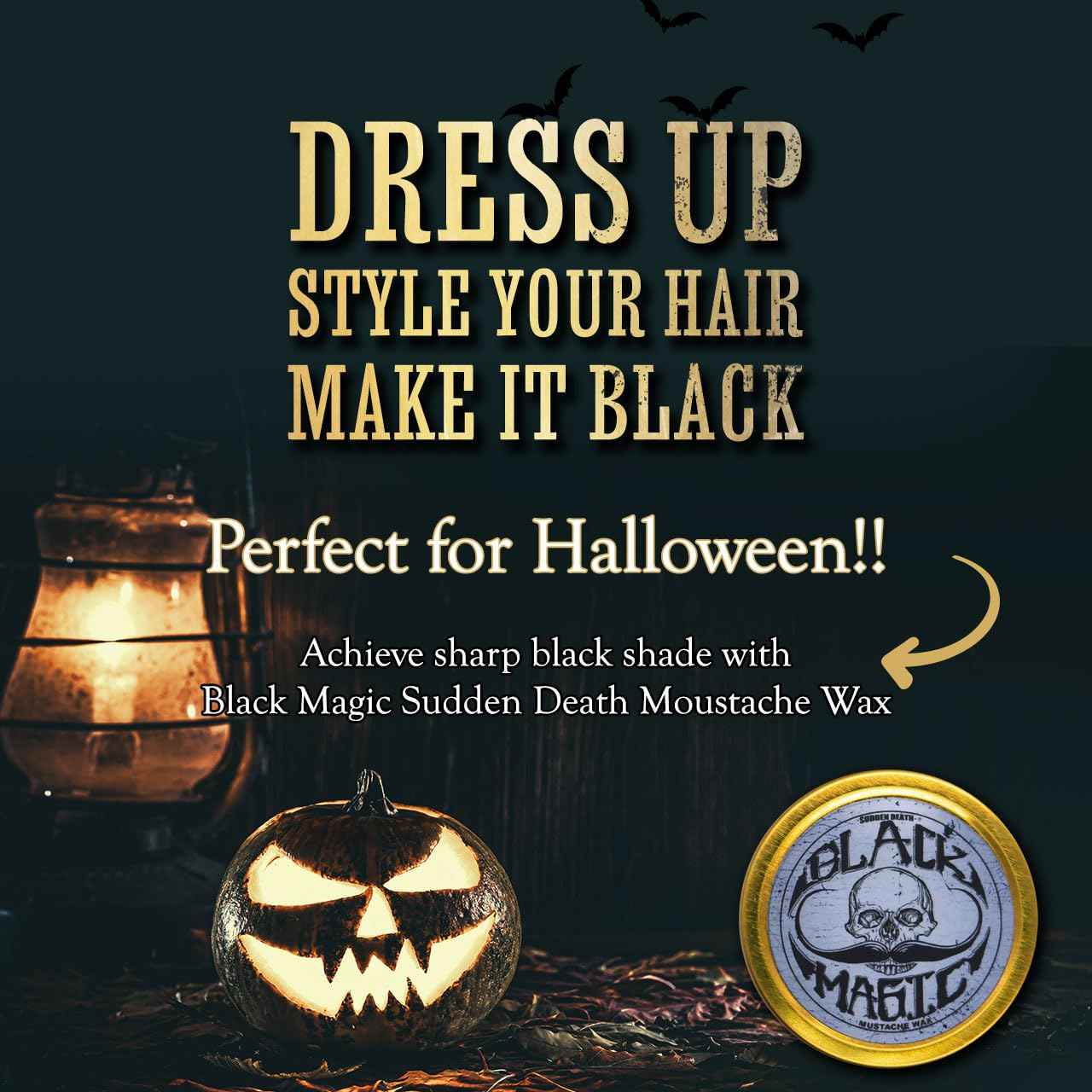 THE VINTAGE GROOMING CO. Black Magic Mustache Wax | Sudden Death | Hide Grey Hair In Beard Or Moustache | Strong Hold 1 oz Tin | No Heat Source Required | Unscented