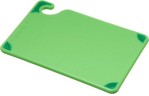 San Jamar Saf-T-Grip Plastic Cutting Board with Safety Hook, 6" x 9" x 0.375", Green