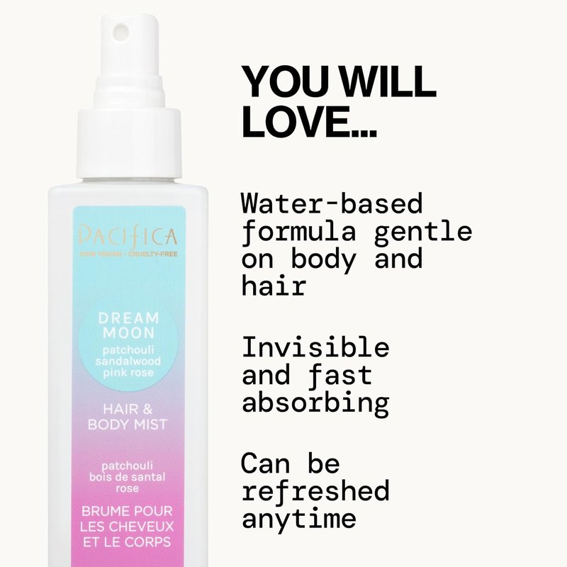 Pacifica Hair Perfume & Body Fragrance Mist - Dream Moon Scent with Vanilla, Almond & Spices | Alcohol-Free, Vegan, 6.5 oz