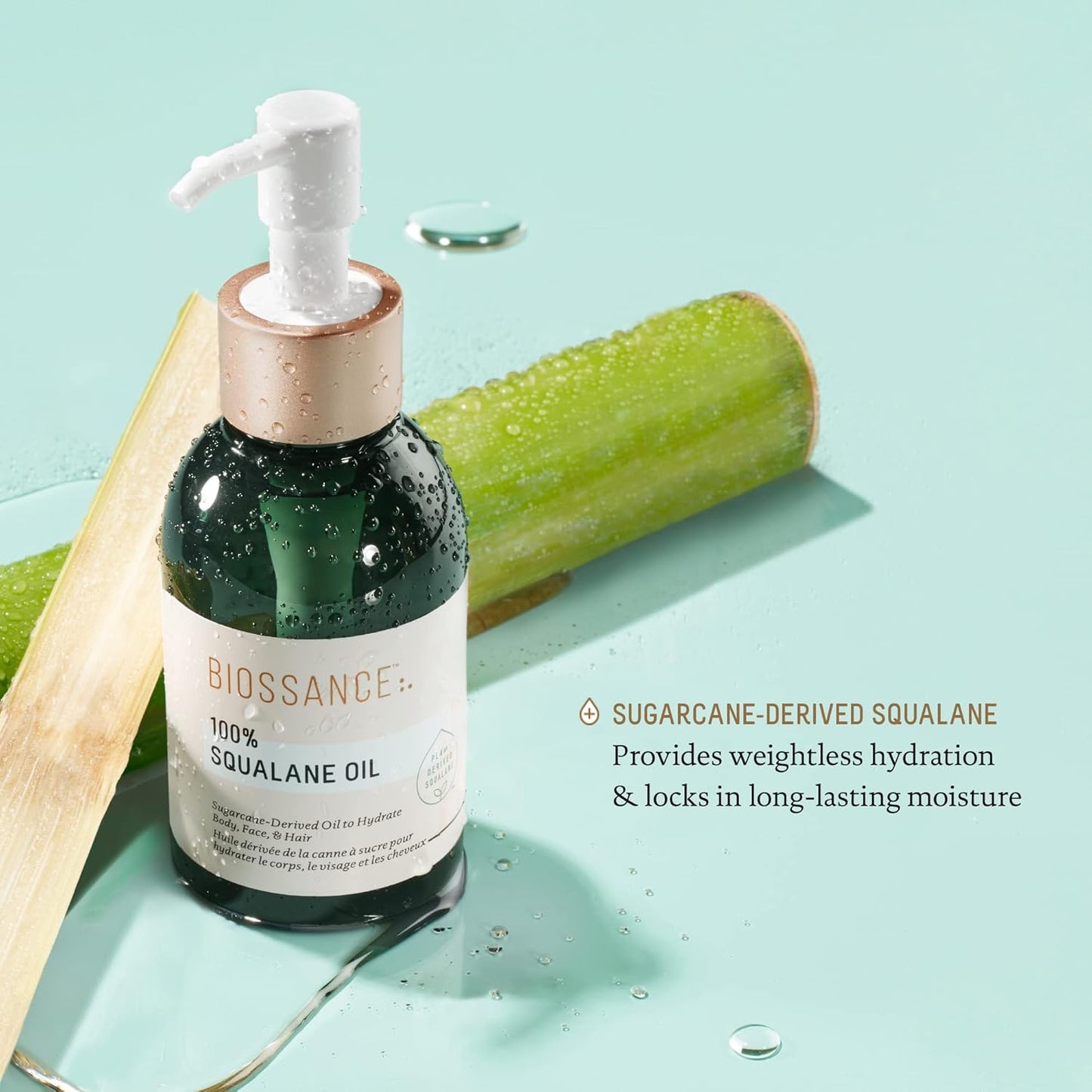 Biossance 100% Squalane Oil - Vegan Hydrating Face & Body Oil | Fast-Absorbing Moisturizer, 3.3 oz