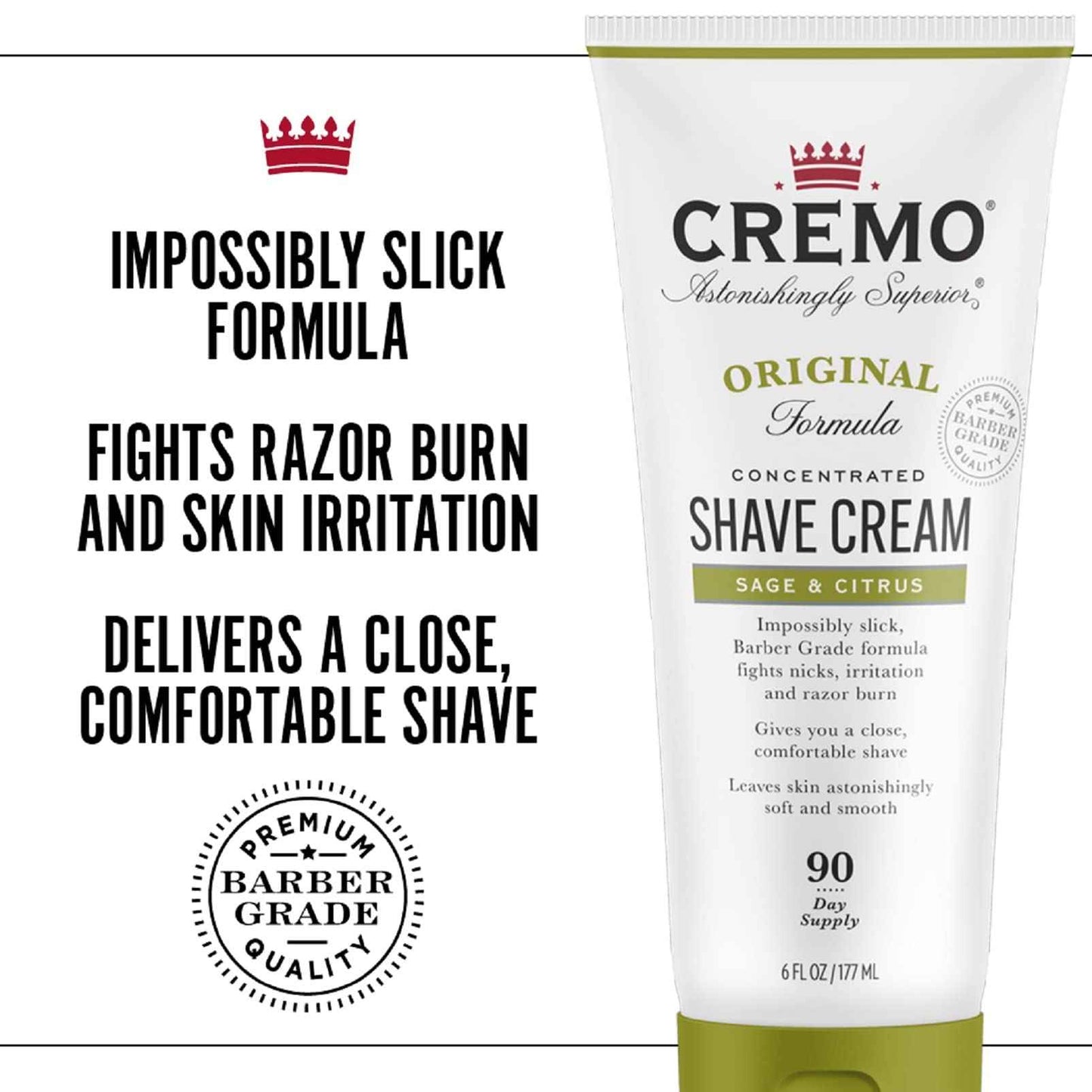 Cremo Barber Grade Sage & Citrus and Sandalwood Shave Creams, Ultra-Slick Shaving Cream for Men Fights Nicks Cuts and Razor Burn, 2 x 6 Fl Oz