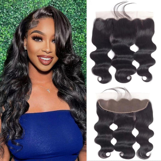 13x4 HD Lace Frontal Closure Body Wave Human Hair 14 Inch 13x4 Ear to Ear Transparent Lace Frontal Closure Pre Plucked 150% Density