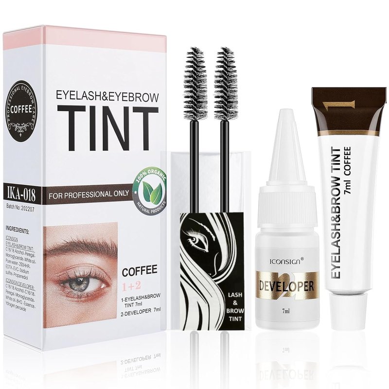 Eyelash & Eyebrow Kit - 2-In-1 Professional Lash & Brow Color Set | Easy DIY Hair Color for Salon & Home - 7ml Coffee/Dark Brown