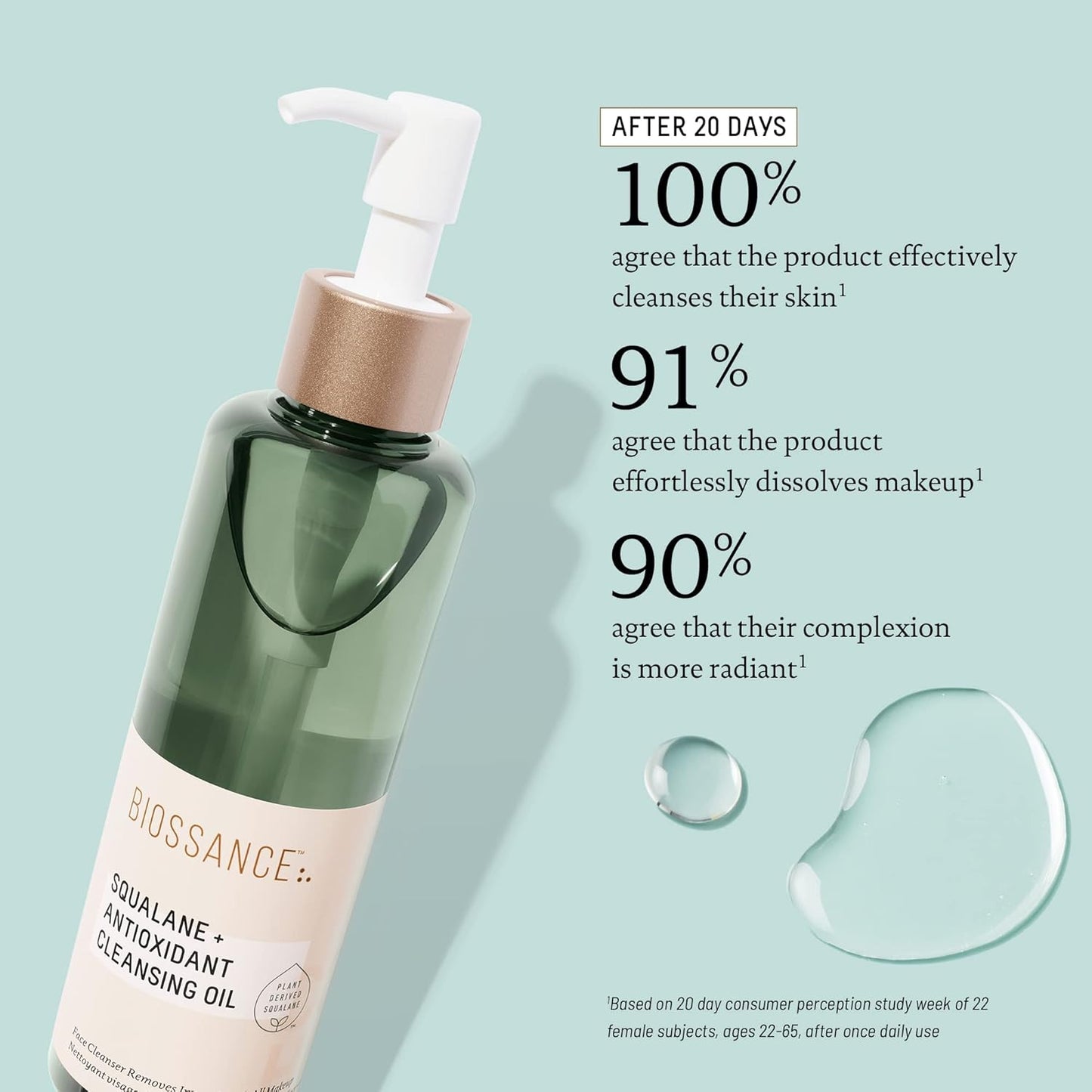 Biossance Squalane Cleansing Oil - Lightweight Makeup Remover & Hydrating Facial Oil | All Skin Types