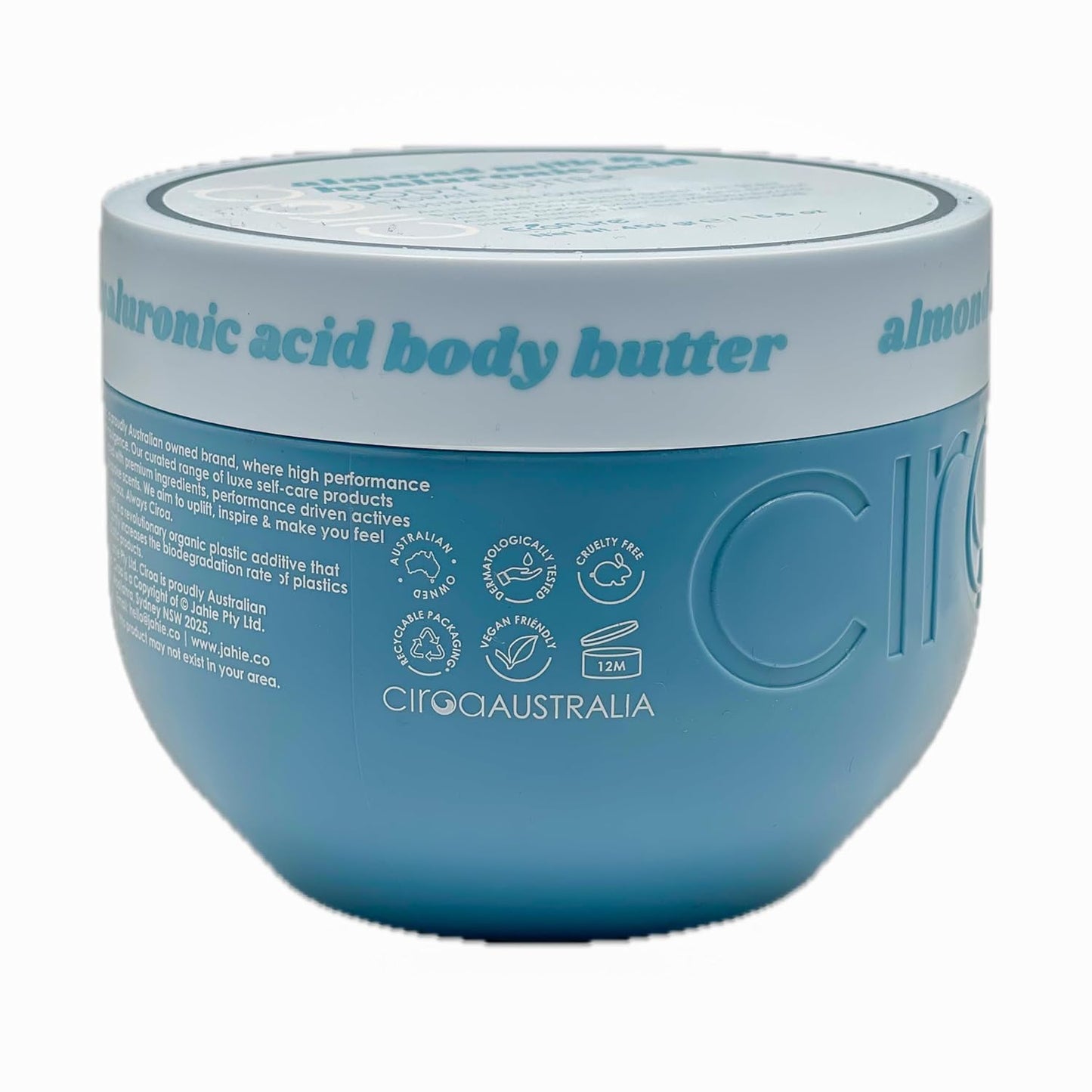 Ciroa Ultra-Hydrating Body Butter - Shea Butter & Glycerin | Almond Milk & Hyaluronic Acid, 15.8 oz