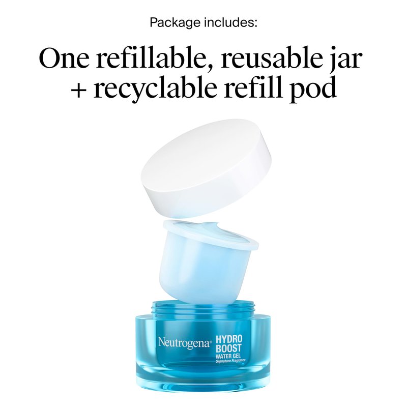 Neutrogena Hydro Boost Water Gel Face Moisturizer Starter Kit, includes Refillable Jar + Refill Pod, with Hyaluronic Acid for a Burst of Hydration & Dewy Skin, 1.7 oz Each
