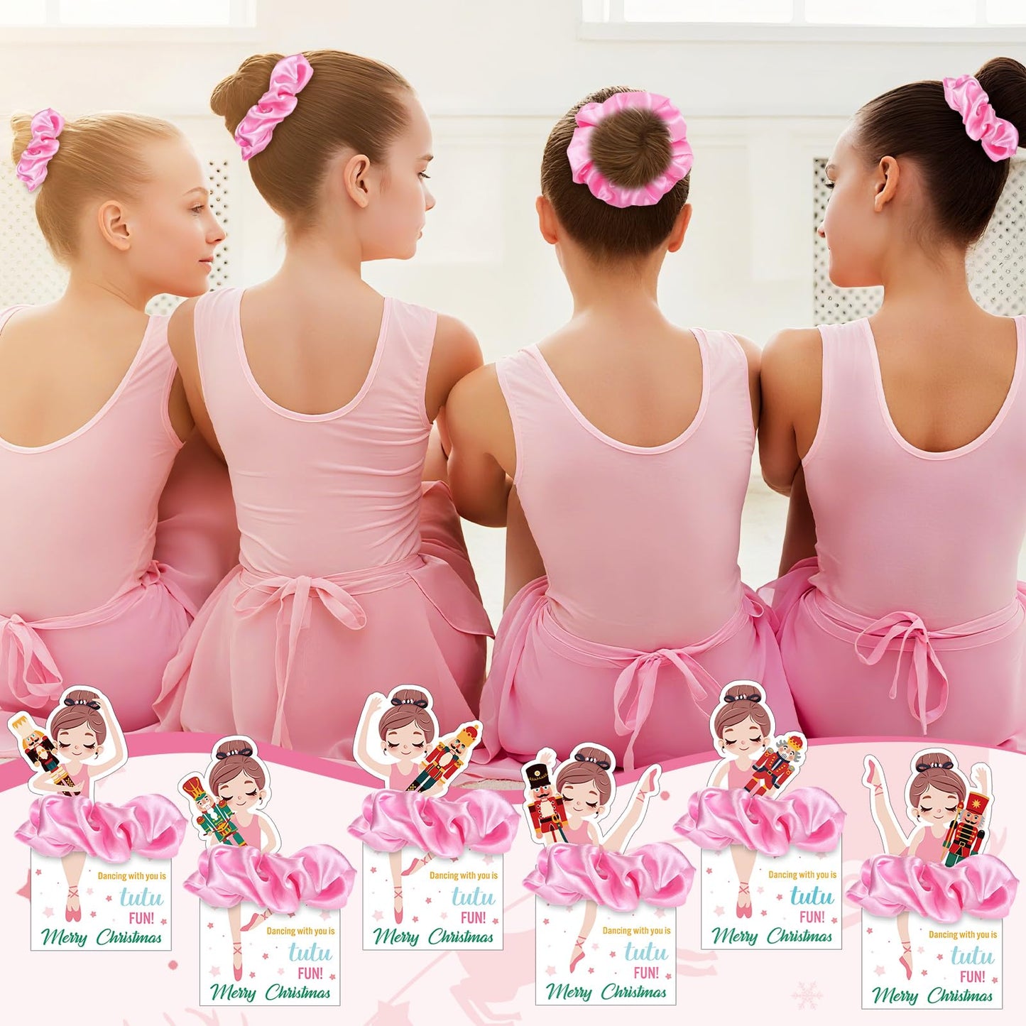 Maysing 36 Sets Nutcracker Ballet Scrunchie with Ballet Themed Thank You Cards Dance Recital Gifts for Christmas Stuffers Ballerina Birthday Party Decorations Supplies(Classic)