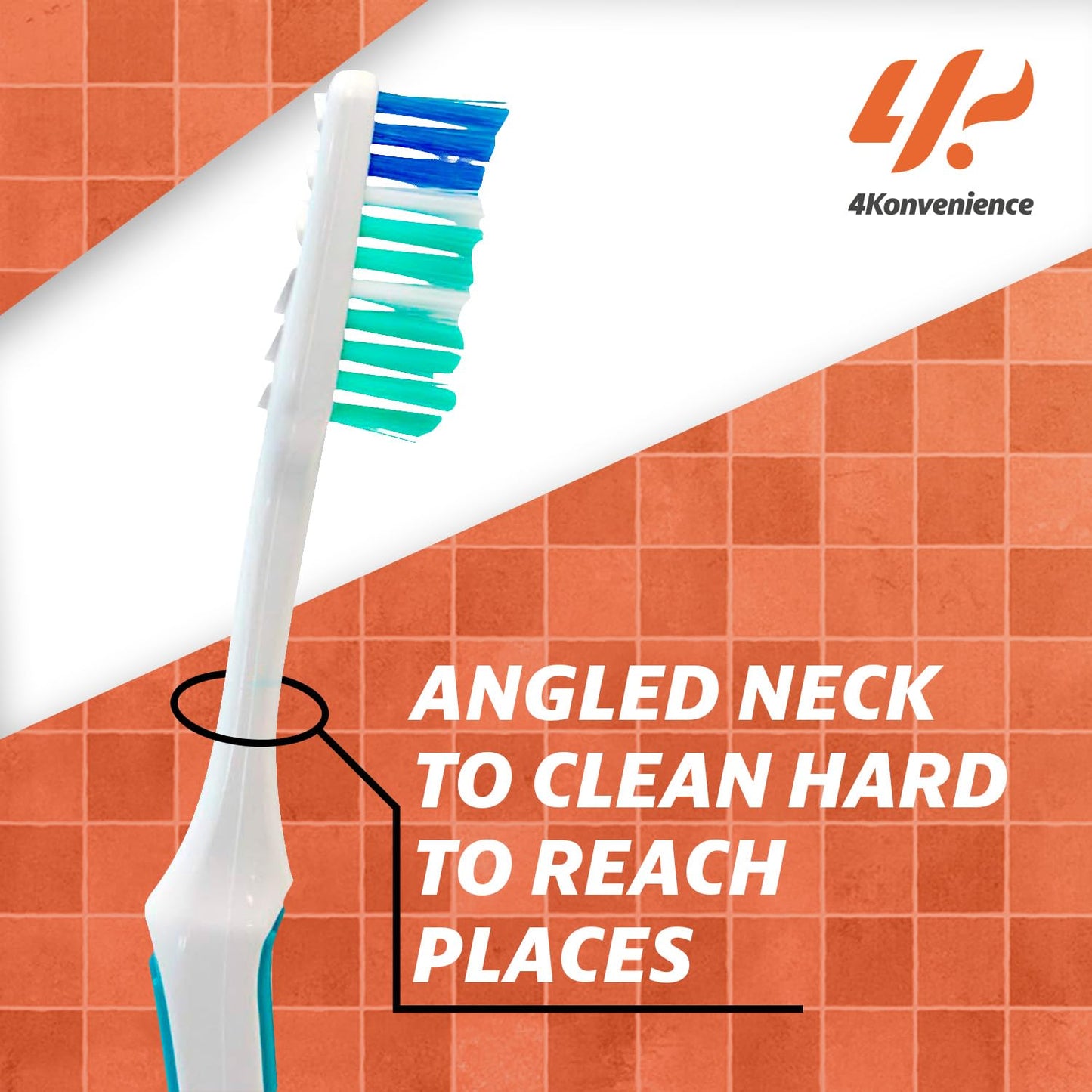 4K Logistics Reach Advanced Design Adult Toothbrush with Soft bristles (3 Pack of 7 Count Each) | Effectiveness, Softness & Cleaning | Hygiene Routine | 21 Count Total