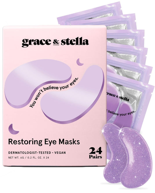 grace & stella Caffeine Under Eye Patches - Awakening Eye Patches for Puffy Eyes and Dark Circles, Under Eye Mask Patches with Niacinamide & Hyaluronic Acid - Teen Girl Gifts, Vegan (Bronze, 24 Pairs)