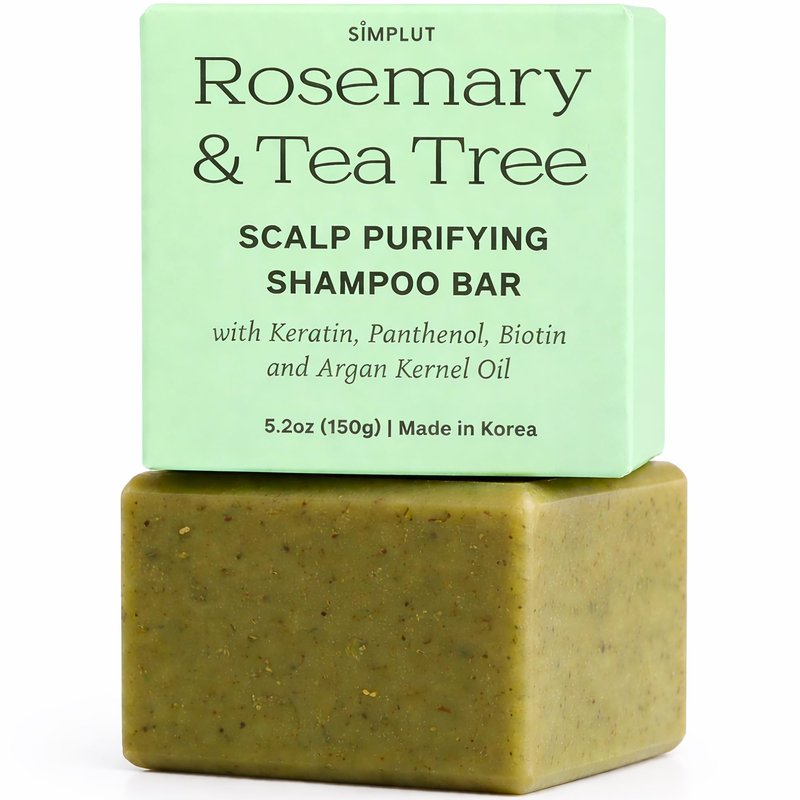Rosemary & Tea-Tree Scalp Clarifying Shampoo Bar with Keratin, Panthenol, Biotin and Argan-Oil (5.2oz) | Sulfate Free, All Natural, Hair Moisturizing & Nourishing Soap, Deep Cleansing Solid Shampoo