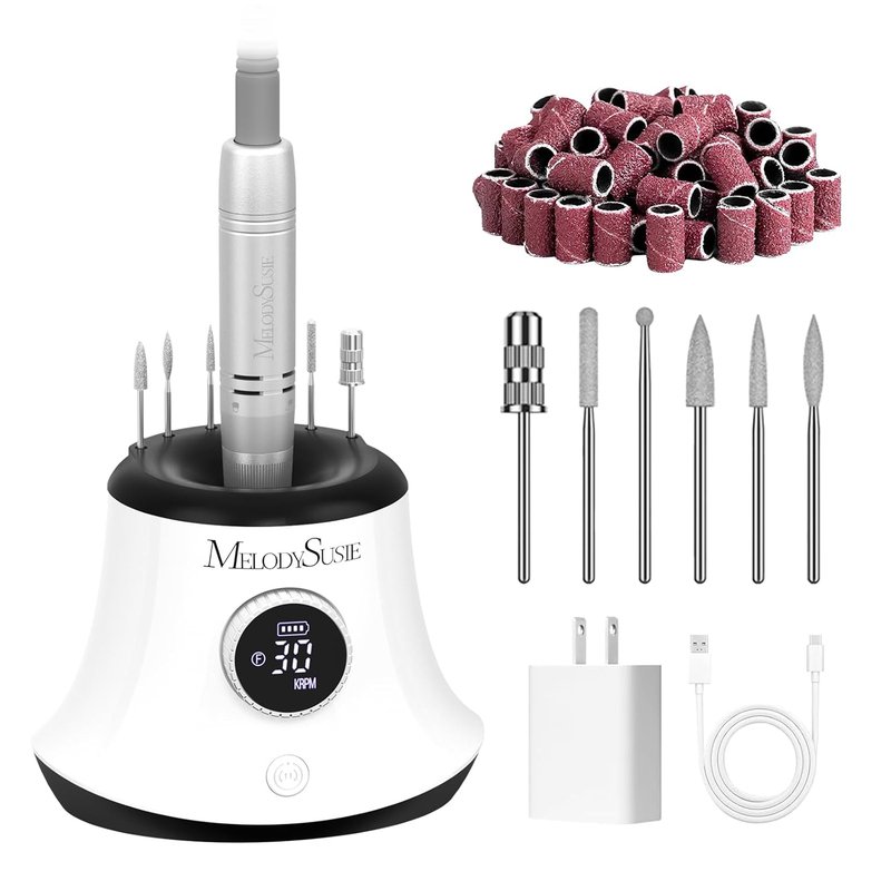 MelodySusie Nail Drill - 30000RPM Rechargeable E-File for Manicure & Gel Removal | Elegant Design for Home Use