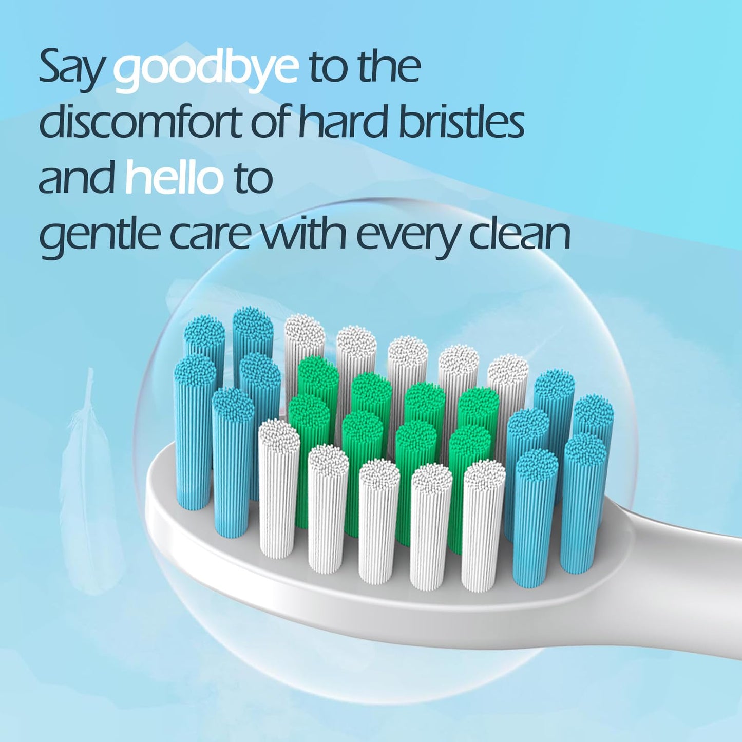 Sensogle Replacement Brush Heads Sensitive Compatible with Philips Sonicare Toothbrush 1100 6500, Soft Toothbrush Heads for Sensitive Teeth Care, Standard, White - 12 Pack with Toothbrush Cover