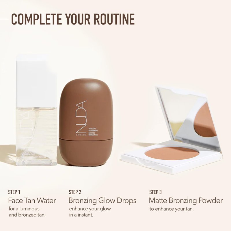 Nuda GlowDrops | Squalene, Ginger, Lavender, & Moringa-Infused Glow Bronzing Drops for Face | Lightweight, Buildable, & Blendable Liquid Bronzer Formula | Paraben & Sulfate-Free Serum, (1 Fl Oz)