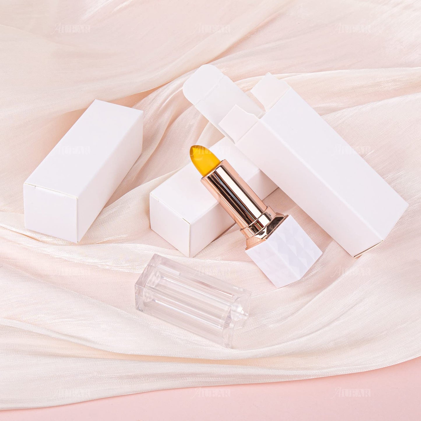 AUEAR, 50 Pack White Kraft Paper Lipstick Boxes Empty Lip Gross 3.35"x1.1"x1.1" Rectangle Balm Perfume Essence Oil Packaging Cases for DIY Gloss Gift Packing