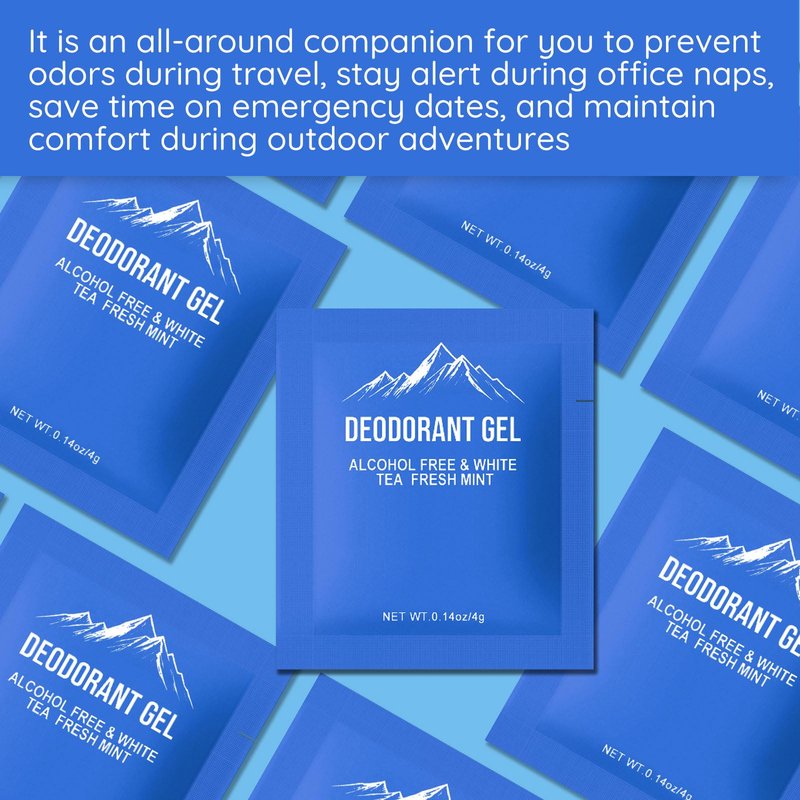 fafortune 0.14oz Bulk Deodorant Gel Individually Wrapped,Trial Size Deodorant Mini Travel Size,Natural Mint And White Tea & Aluminum Free,Great for Travel Homeless Shelters Charities Hotels (200)