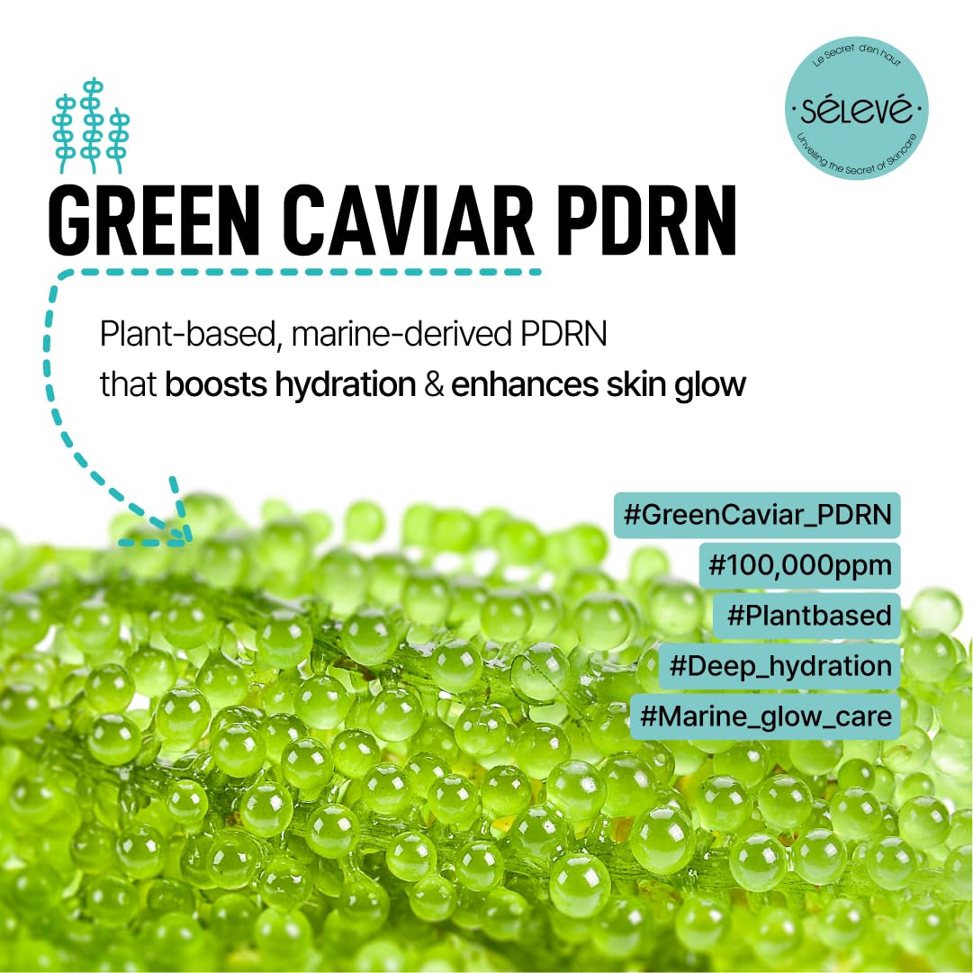 SELEVE Glow Caviar Cream – Hydrating & Glow Face Cream with Green Caviar Liposomal PDRN, Niacinamide, Ferulic Acid – For Sensitive & Dry Skin, Korean Skin Care (1.69 fl.oz / 50ml)