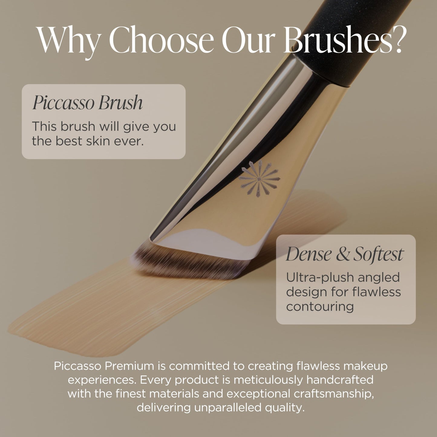 PICCASSO FB33 Tapping Cover Foundation Brush, Korean Makeup Brush for Liquid & Cream Foundation, Soft Dense Bristles for Pore-Blurring, Smooth, Streak-Free Base Makeup