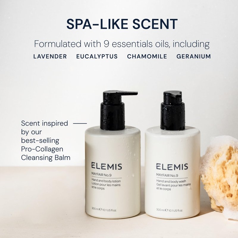 ELEMIS Mayfair No.9 Hand & Body Lotion, Lightweight Formula Hydrates, Softens, and Moisturizes Skin with Sustainable Shea Butter and Borage Oil, 300ml