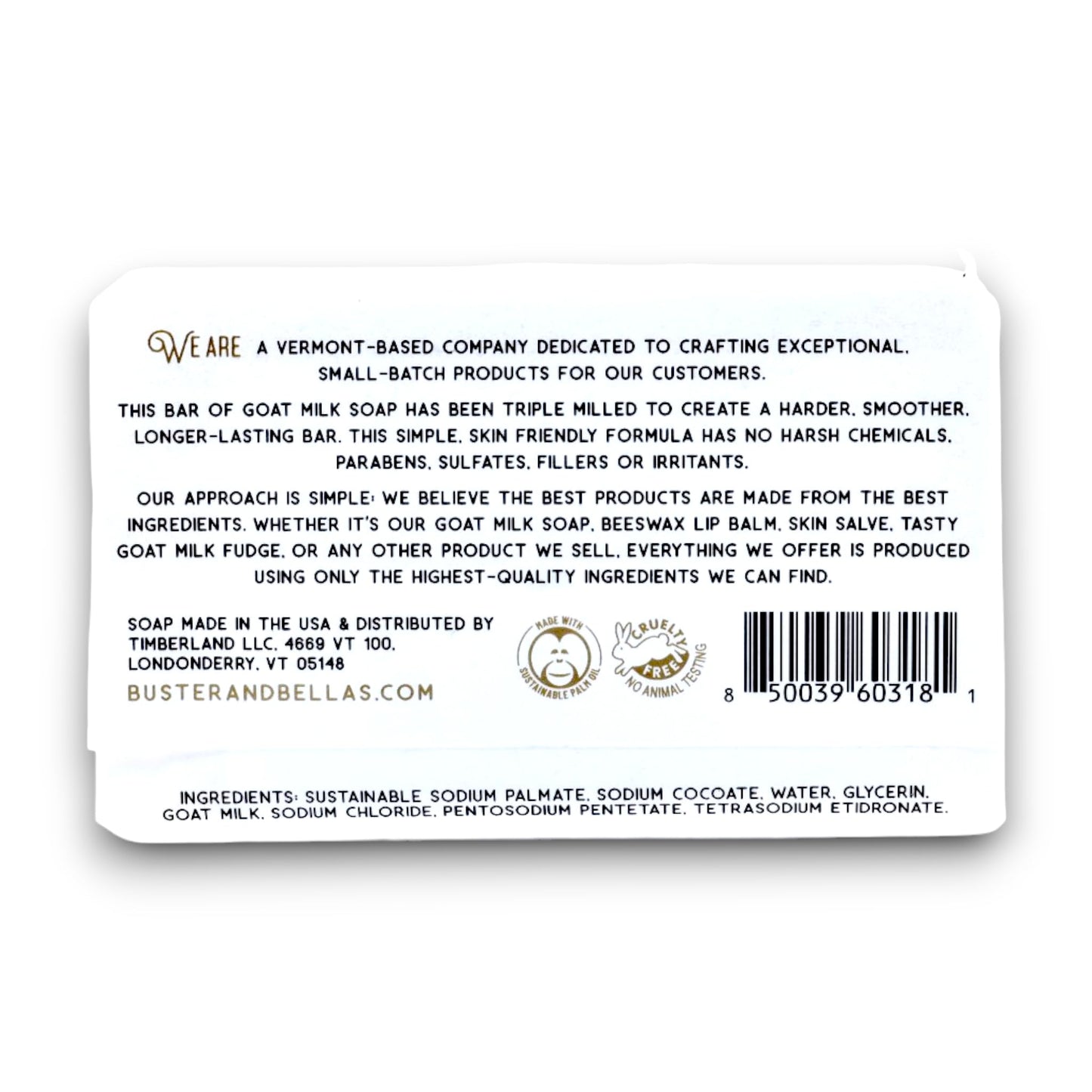 Buster & Bella's Unscented Triple Milled Goat Milk Soap - Sensitive Skin, Cruelty & Fragrance Free