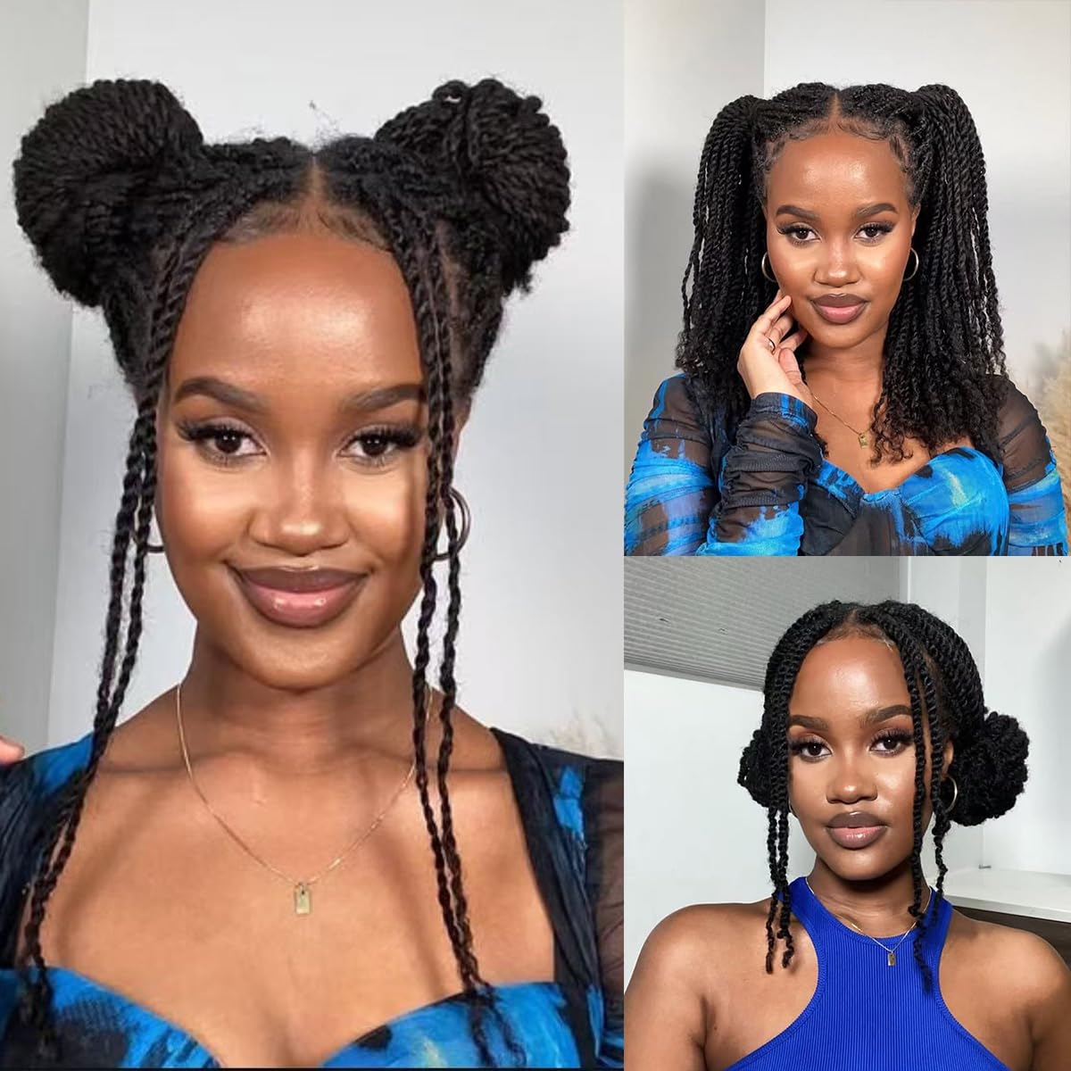 Afro Kinkys Bulk Human Hair for kinky curly Twist Human Braiding Hair For Micro Locs Extensions marley natural Black Color 10 inches 70g/pack (Nature Black, 10 Inch)