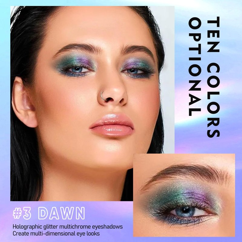 Glitter Eyeshadow Liquid Set - 5Pc Multichrome Metallic Holographic Eye Toppers | Long Lasting & Smudgeproof