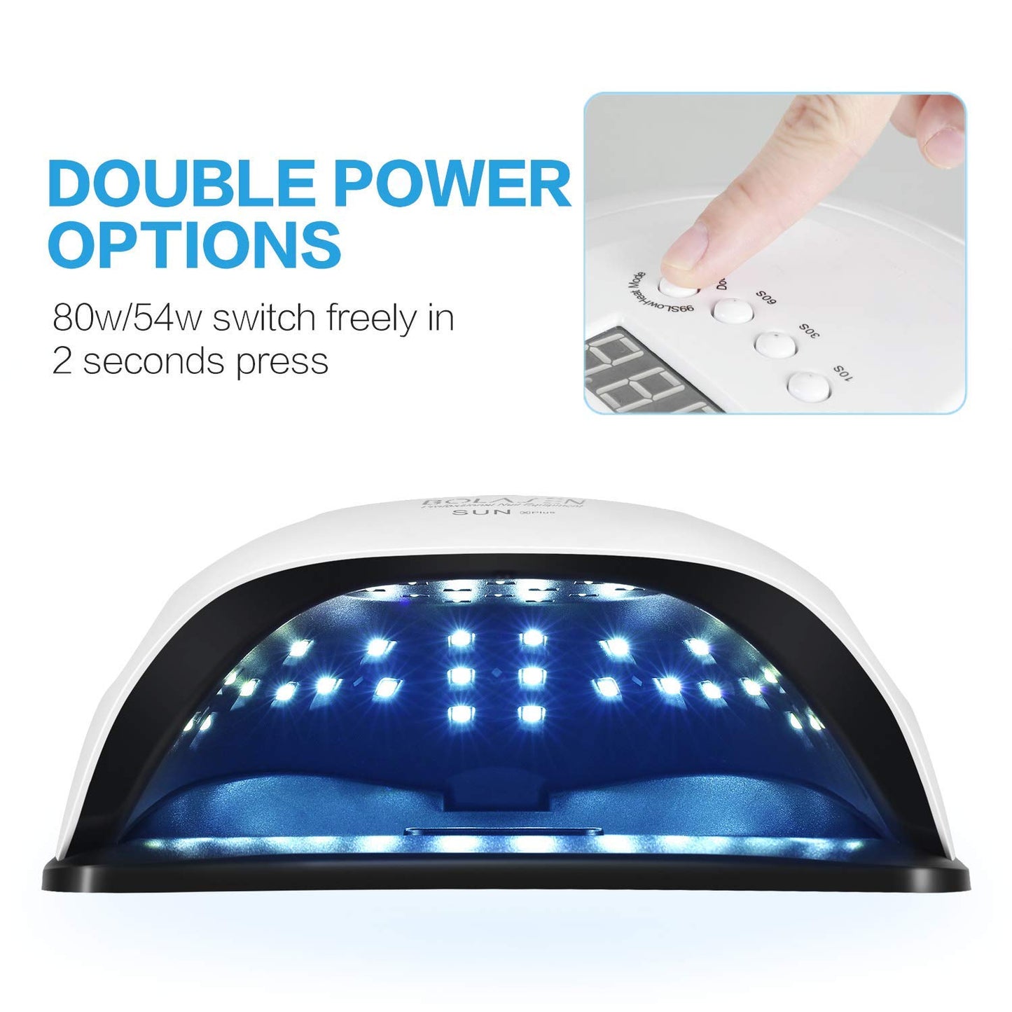 BOLASEN Cordless Rechargeable UV Nail Lamp - UV Light for Gel Nails with Metallic Reflector & Metal Base, 54W Portable Wireless LED Nail Dryer, Professional Fast Charger Curing Lamp, Pearl White