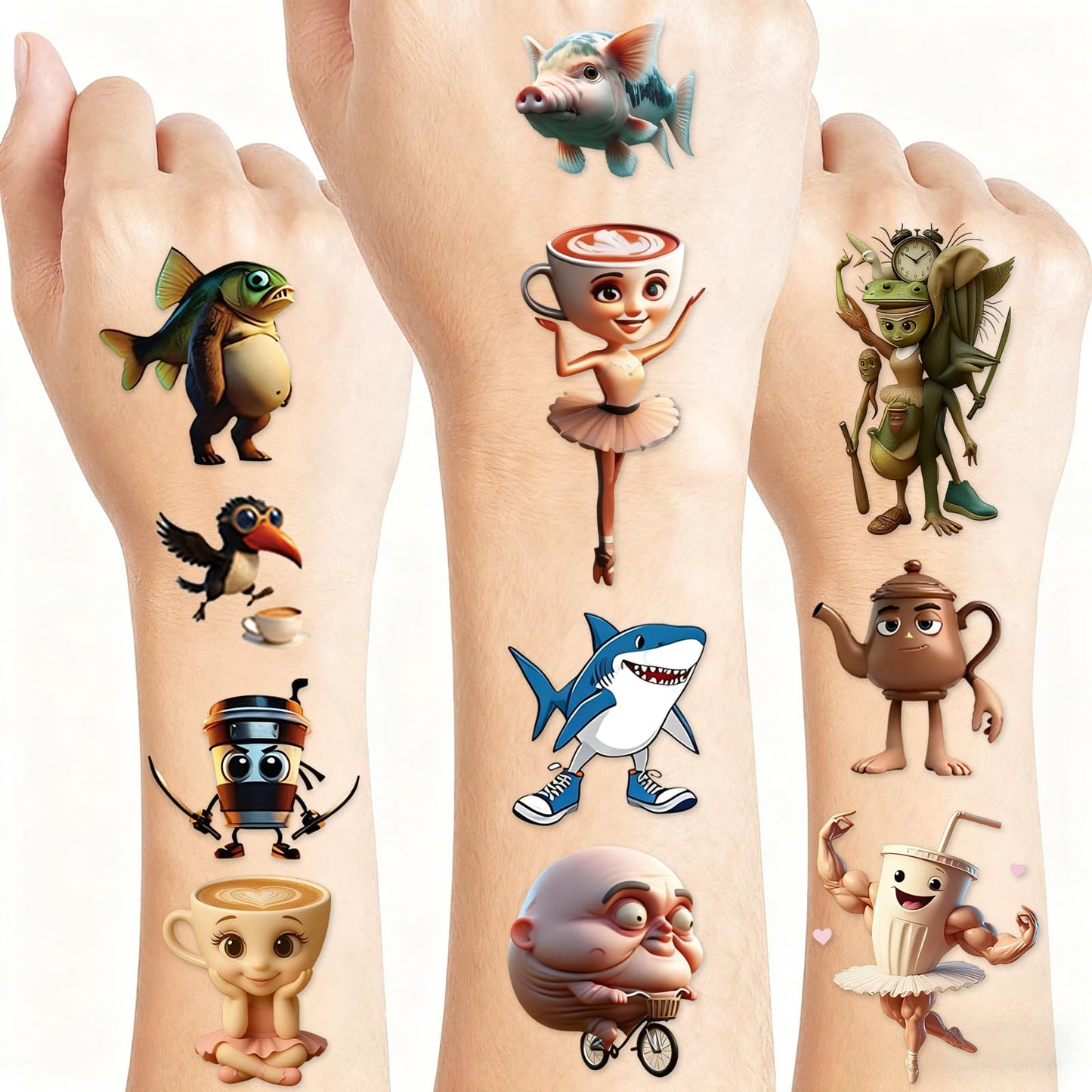 84Pcs Italian Brainrot Party Favors with Brainrot Action Figure & Brainrot Meme Temporary Tattoo, Decorations Gifts for Fans Office Home Desktop Decor