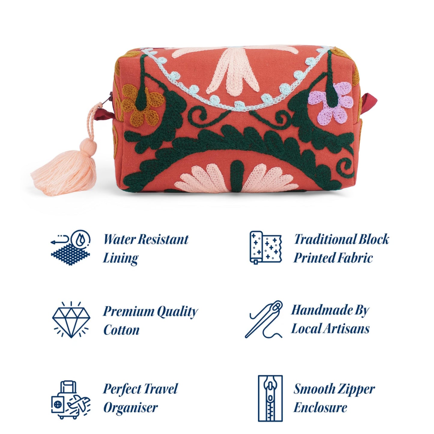 Huar Travel Makeup Bag- Large Capacity Cosmetic Bags for Women - Water Resistance Lining Portable Pouch & Open Toiletry Bag - Perfect Girls Makeup Organizer for Travel Essentials (Orange)