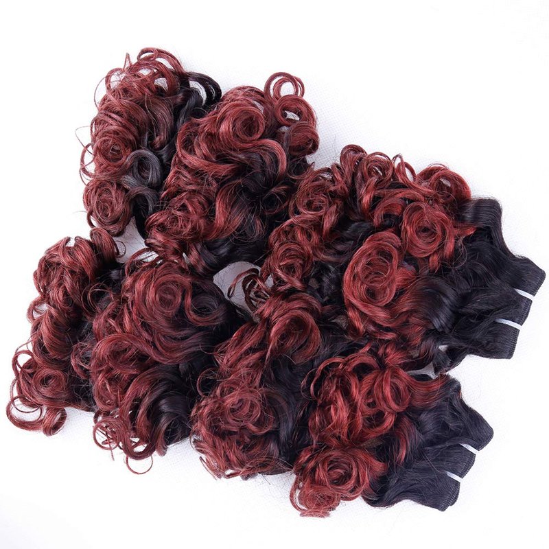 Ombre Hair Bundles 1B/530 Brazilian Short Curly Wavy Human Hair Bundles(8” 8” 8” 8” 8” 8” 8” 8”) 25g/bundle Unprocessed Short Bob Curly Hair Bundles Two Tone Ombre Weave Hair 8 Bundles Total 200g