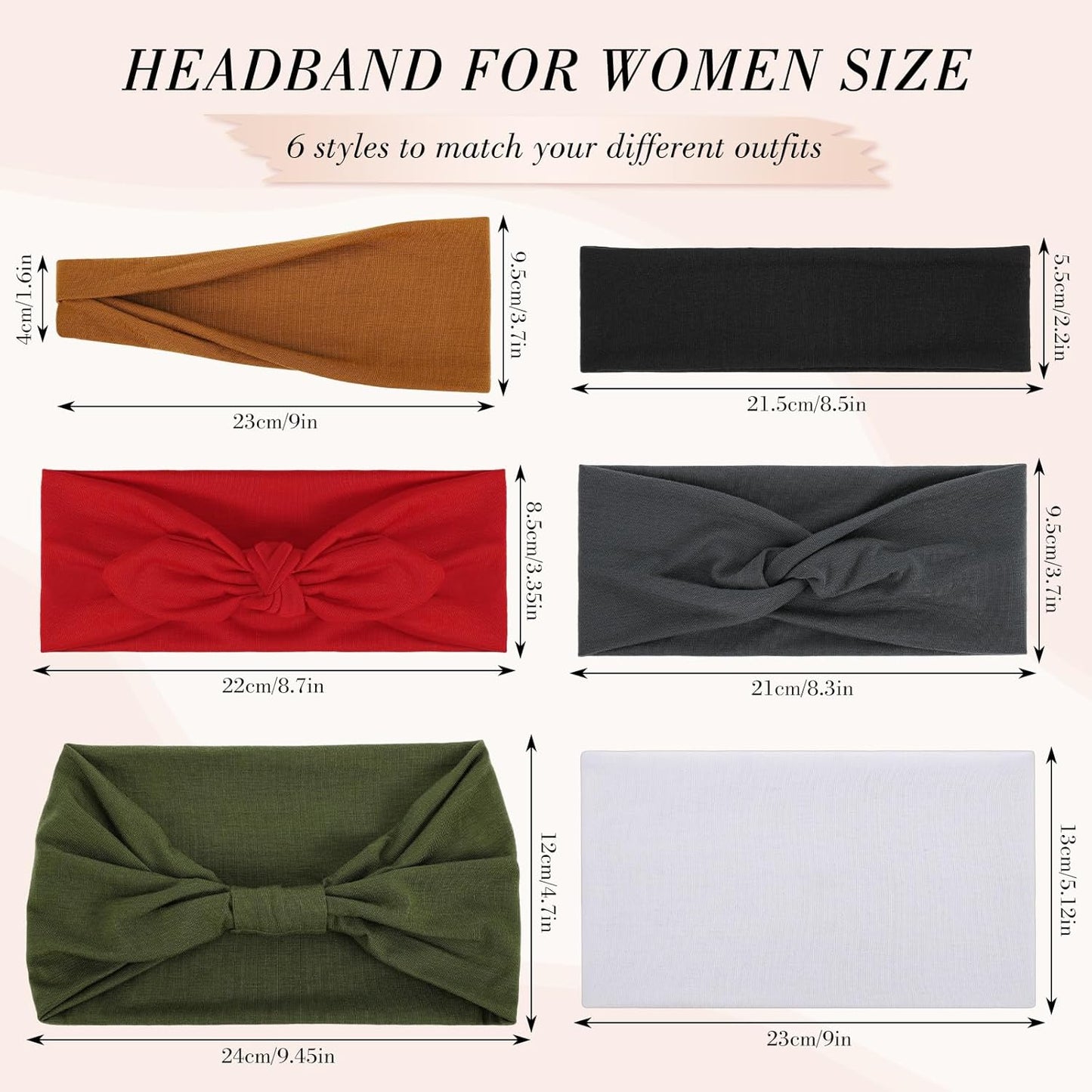 Boho Headbands for Women, 6 Pack Wide Headband Non Slip for Women's Hair Multi Styles Hair Bands for Summer