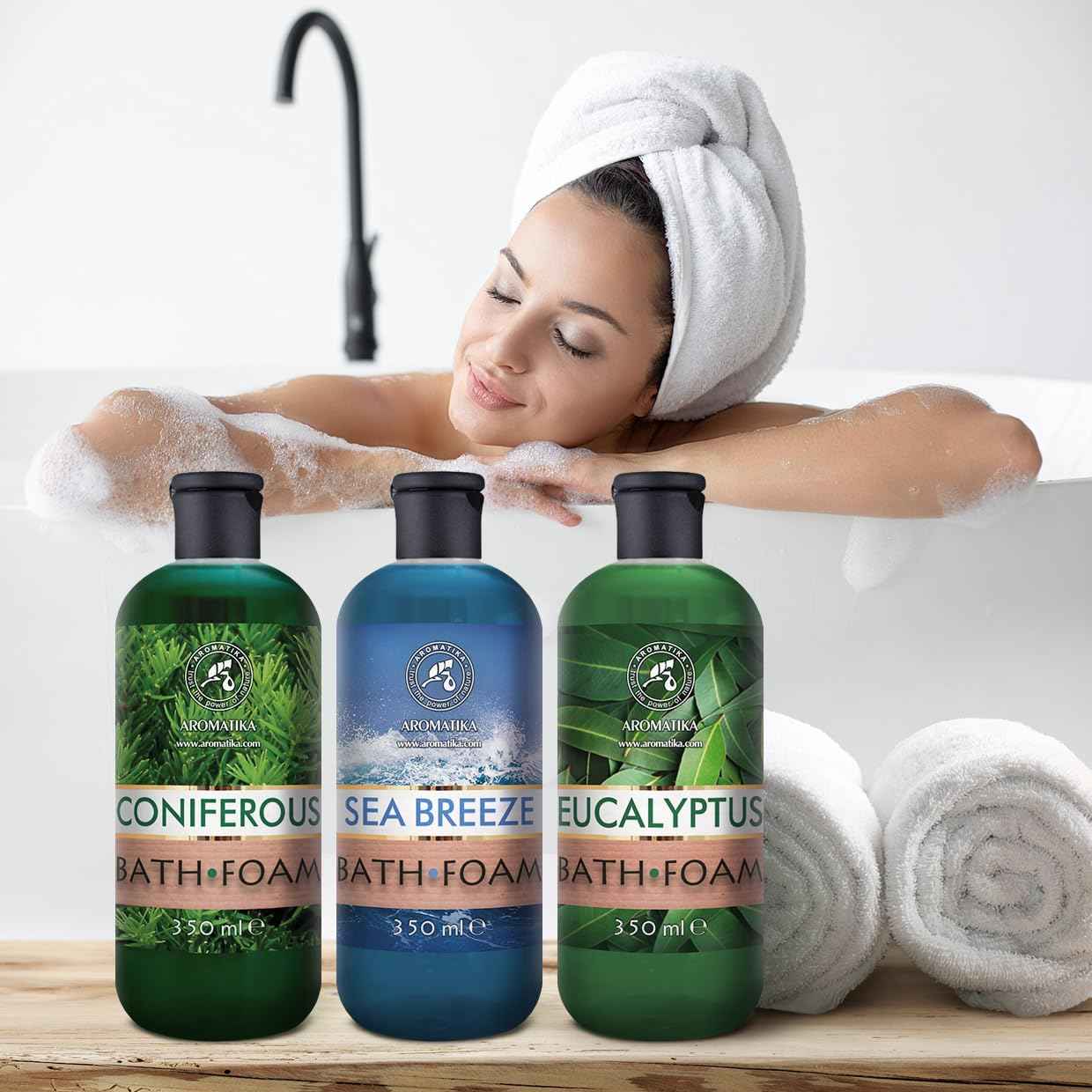 Bath Foam Set Coniferous & Sea Breeze & Eucalyptus 3x12Fl Oz - Body Care - Beauty - Bathing - Body Care - Wellness - Relax - Aromatherapy - Spa - Fresh Aroma - Bubble Baths