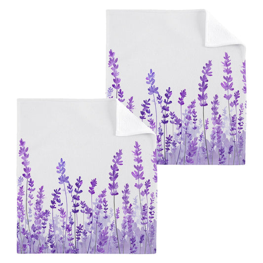 ALAZA Wash Cloth Set Purple Lavender Flowers(n1) - Pack of 6, Cotton Face Cloths, Highly Absorbent and Soft Feel Fingertip Towels