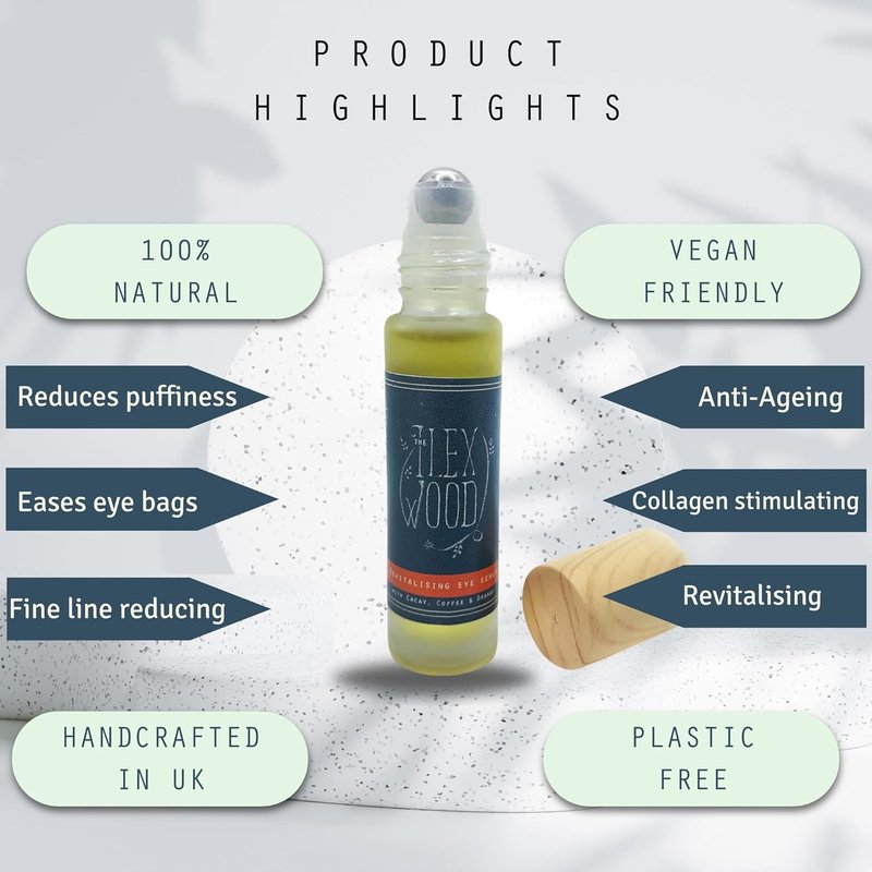 Ilex Wood Revitalising Eye Serum - All-Natural Vegan Anti-Aging Formula with Cacay Oil & Green Coffee | 10ml (0.34 fl oz)