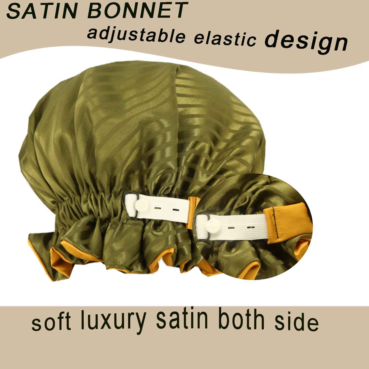 Satin bonnet 2PCS silk hair bonnet cap for women Adjustable sleep cap double-layer Washable