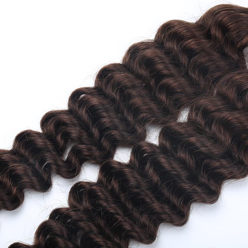 Human Braiding Hair for Boho Braids Deep Water Wave Curly Bulk Human Hair for Braiding Brazilian Virgin Human Hair for Micro Braiding Wet and Wavy Human Braiding Hair 100g 22inch Chocolate Brown