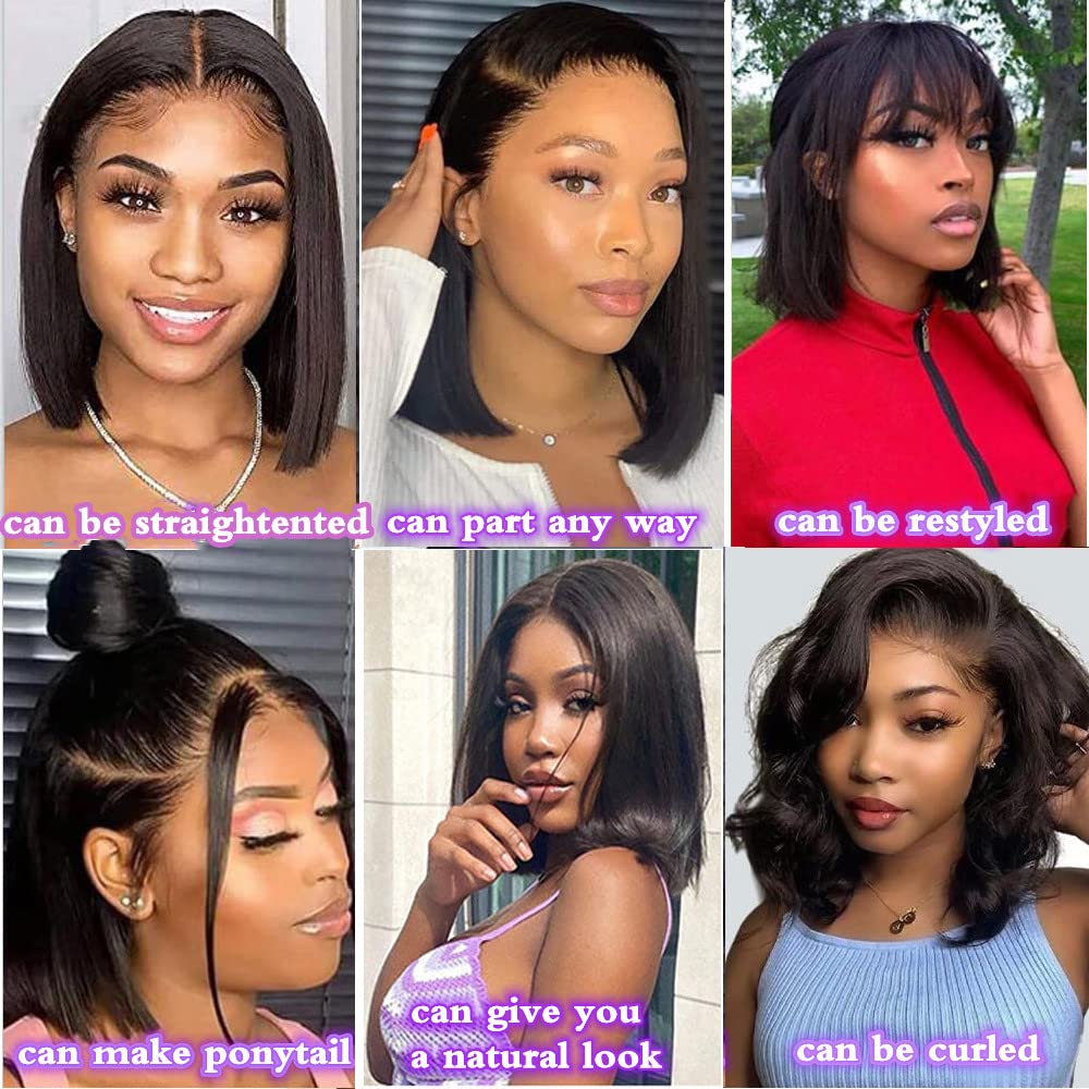 Short Bob Wig - 13x4 Frontal Human Hair Wigs for Black Women | 180% Density, Pre-Plucked, 10 Inch