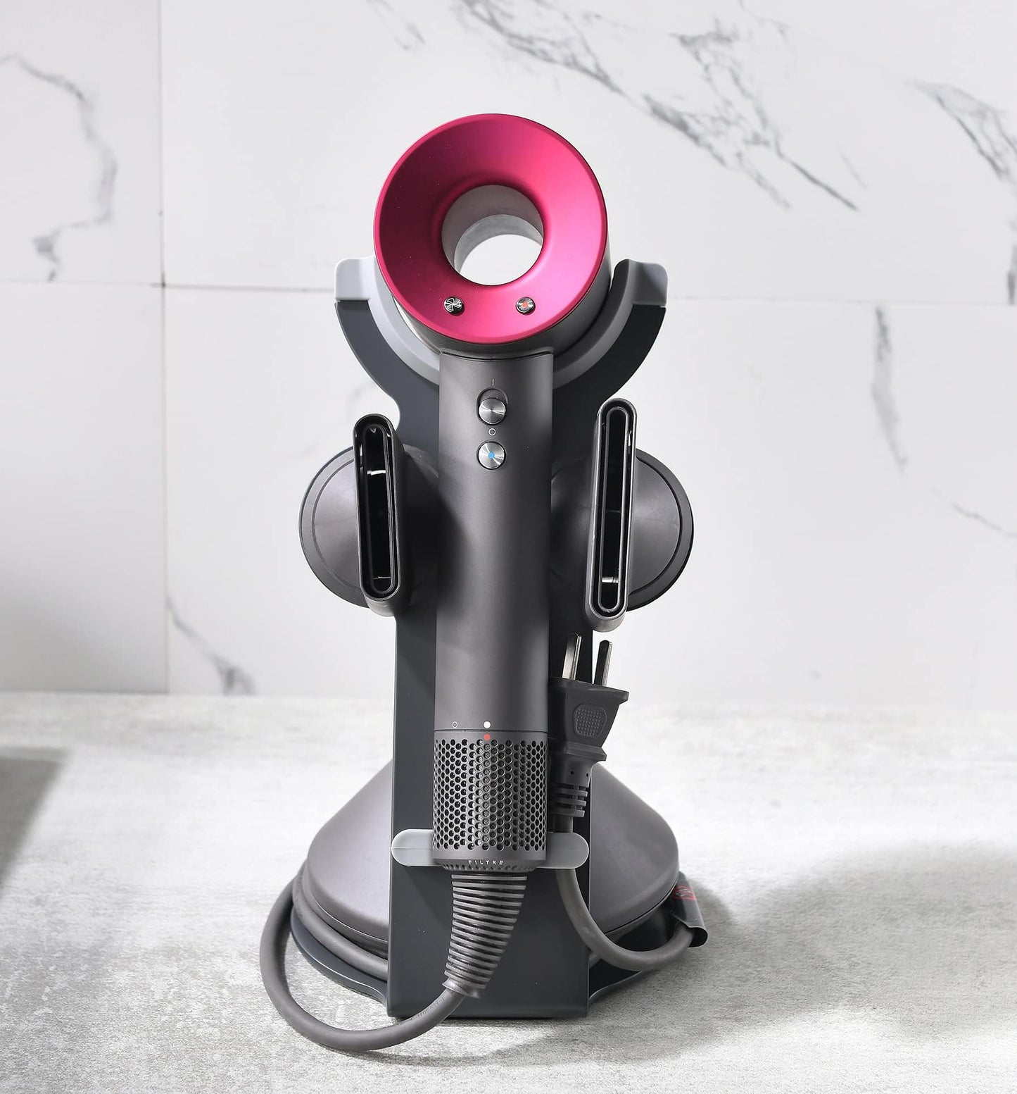 PUROSUR Hair Dryer Stand for Dyson Supersonic, Hair Dryer Holder Organizer for Diffuser Nozzle, Bathroom Countertop Storage Stand