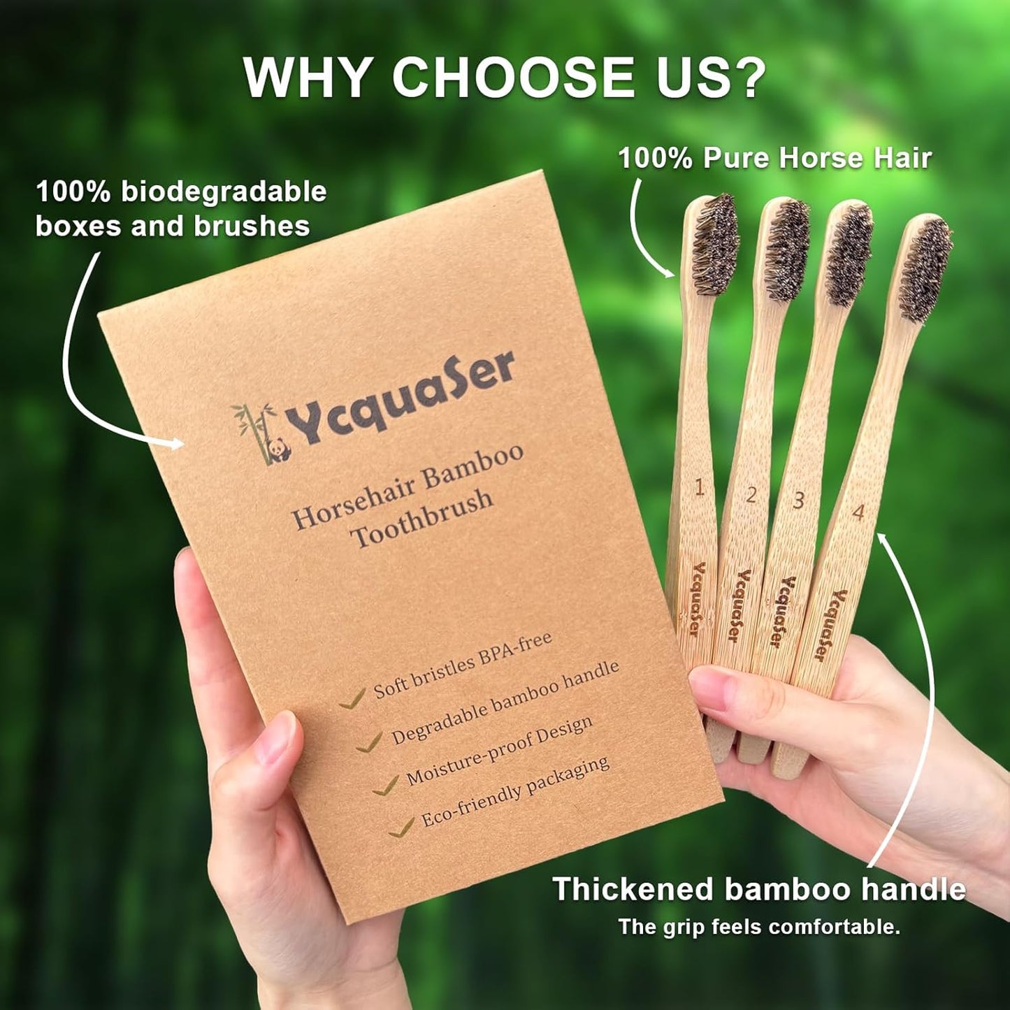 Bamboo Toothbrushes - Natural Soft Bristles for Adults | 100% Biodegradable 4-Pack