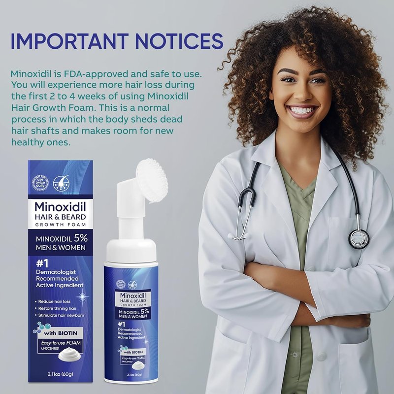 Minoxidil Foam for Hair Growth - 5% Formula for Men & Women | 2 Ounce