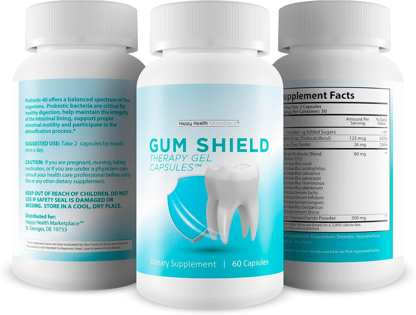 Gum Shield Therapy Gel Capsules | Best Oral Probiotics for Teeth & Gums - Fresh Breath Support