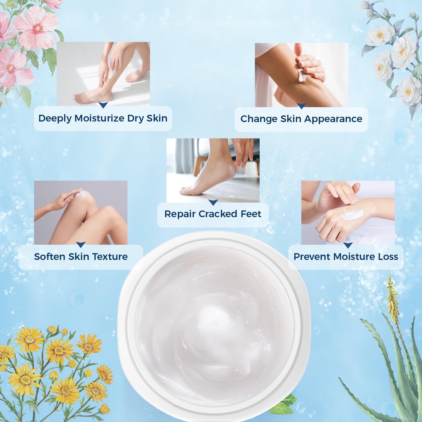 OUKEYA Urea Cream 40% with 2% Salicylic Acid Intensive Foot, Hand & Body Cream for Very Dry, Cracked, Rough Skin on Heels, Knees & Elbows (12.35 Ounce)