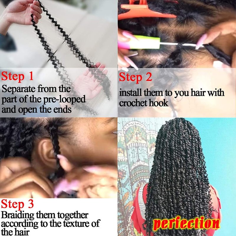 Passion Twist Hair - 24 Inch Water Wave Crochet Braids | 7 Packs Bohemian Curly for Butterfly Locs (1B#)