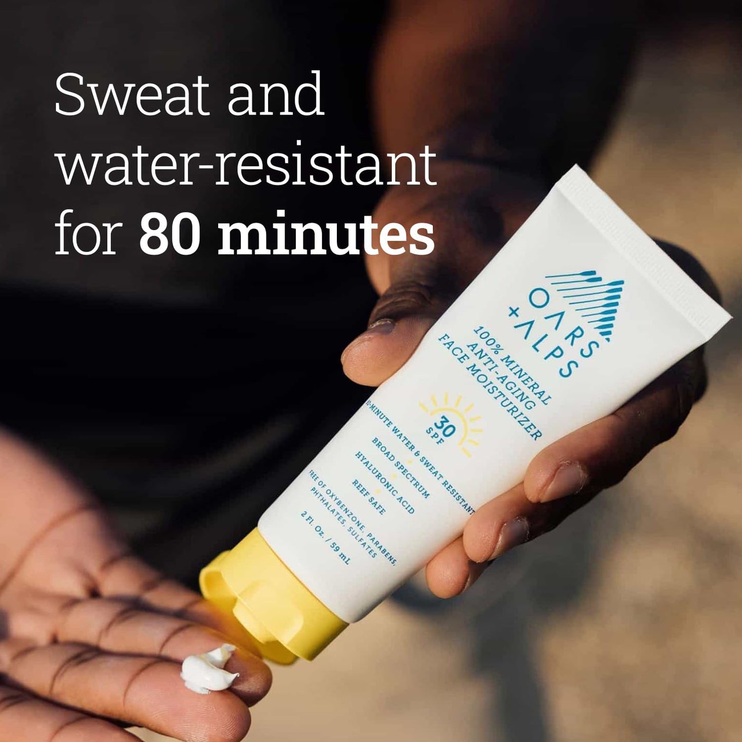 Oars + Alps SPF 30 Mineral SPF Sunscreen Body Lotion, Infused with Hyaluronic Acid, Shea Butter, and Coconut Oil, Water and Sweat Resistant, 2 Fl Oz