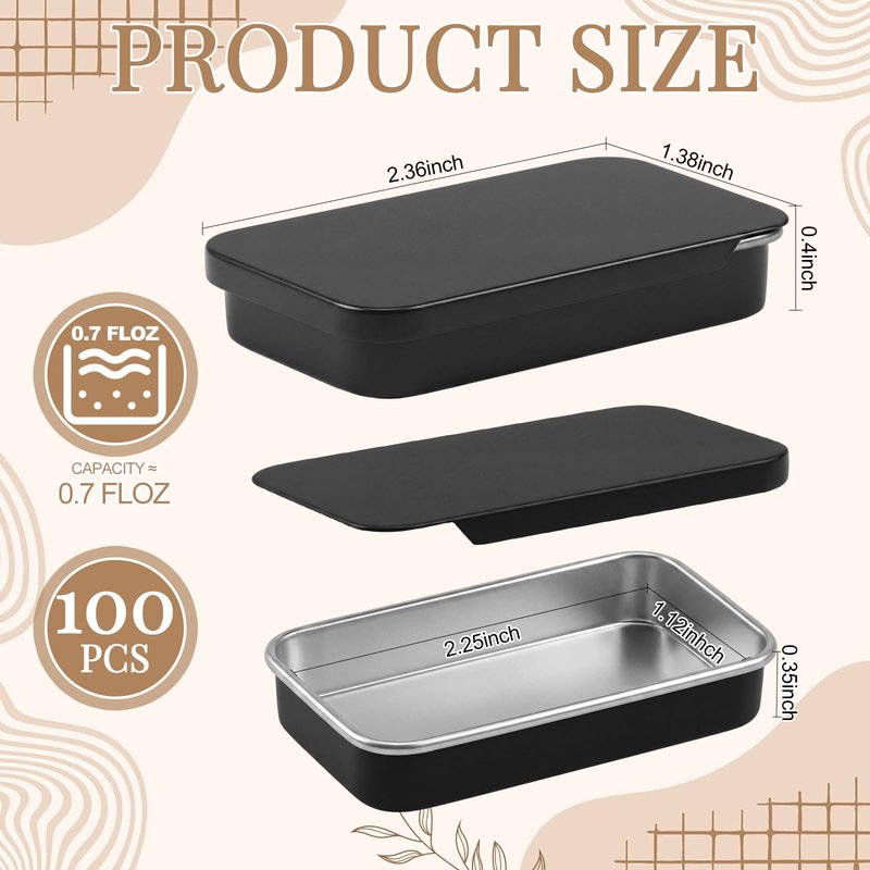 Norme 80 Pcs Rose Gold Slide Top Small Tins Containers Rectangular Cosmetics Metal Boxes Small Lip Balm Containers Metal Tins with Lids for Lip Balm Jewelry Crafts Pills,3.15 x 1.38 x 0.43"